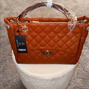Chic Quilted Tan Satchel